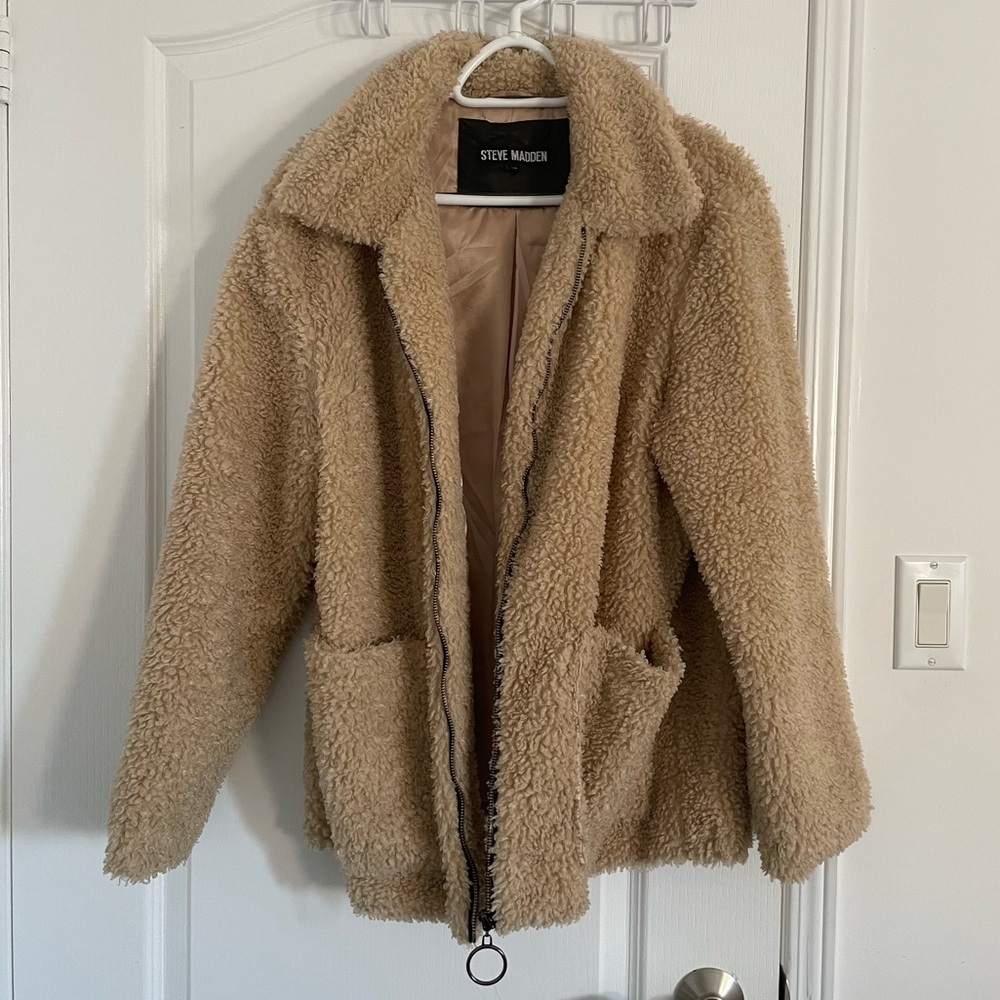 Steve Madden Tan Teddy Coat Jacket